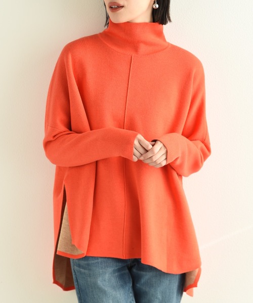 INTERPLANET（インタープラネット）の「リバーシブルポンチョニット（ニット/セーター・レディース・オレンジ/ブルー/グレイッシュベージュ/ベージュ・FREE）」の22枚目の写真