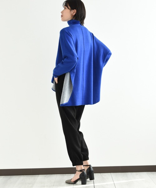 INTERPLANET（インタープラネット）の「リバーシブルポンチョニット（ニット/セーター・レディース・オレンジ/ブルー/グレイッシュベージュ/ベージュ・FREE）」の16枚目の写真