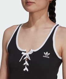 【タグ付き】Adidas リブ編み/フロントレースタンクトップ　L サイズ タグ付き】Adidas リブ編み/フロントレースタンクトップ L サイズ