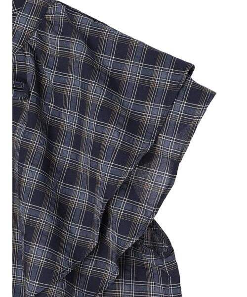 ELENCARE DUE（エレンカーレデュエ）の「・ELENCARE DUE チェックラッフルカラーブラウス（シャツ/ブラウス・レディース・ネイビー/サックスブルー/イエロー・FREE）」の5枚目の写真