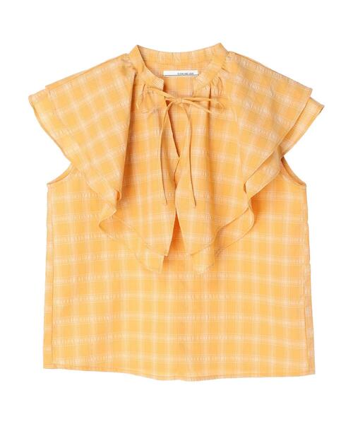 ELENCARE DUE（エレンカーレデュエ）の「・ELENCARE DUE チェックラッフルカラーブラウス（シャツ/ブラウス・レディース・ネイビー/サックスブルー/イエロー・FREE）」の9枚目の写真