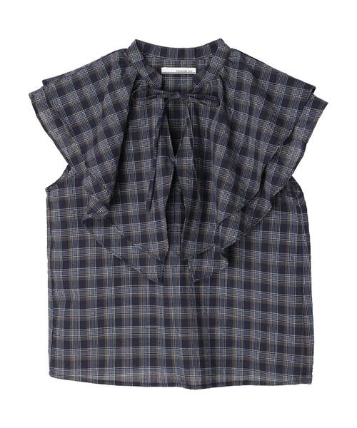 ELENCARE DUE（エレンカーレデュエ）の「・ELENCARE DUE チェックラッフルカラーブラウス（シャツ/ブラウス・レディース・ネイビー/サックスブルー/イエロー・FREE）」の11枚目の写真