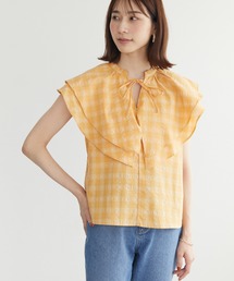 ELENCARE DUE | ・ELENCARE DUE チェックラッフルカラーブラウス(シャツ/ブラウス)