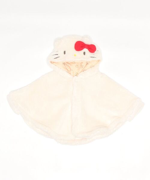 kids zoo(キッズズー)の「kids zoo×Sanrio Baby サンリオキャラクターボアマント・ケープ(ポンチョ・キッズ・ホワイト/ライトグレー/ピンク/イエロー/ブルー・S/M)」の2枚目の写真