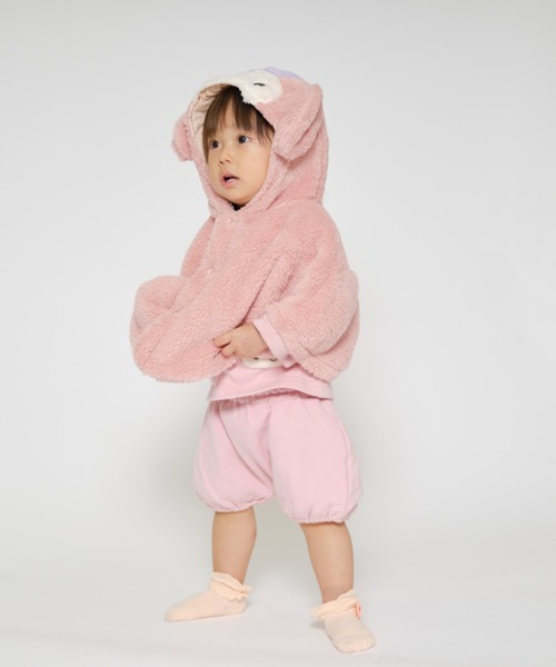 kids zoo(キッズズー)の「kids zoo×Sanrio Baby サンリオキャラクターボアマント・ケープ(ポンチョ・キッズ・ホワイト/ライトグレー/ピンク/イエロー/ブルー・S/M)」の15枚目の写真