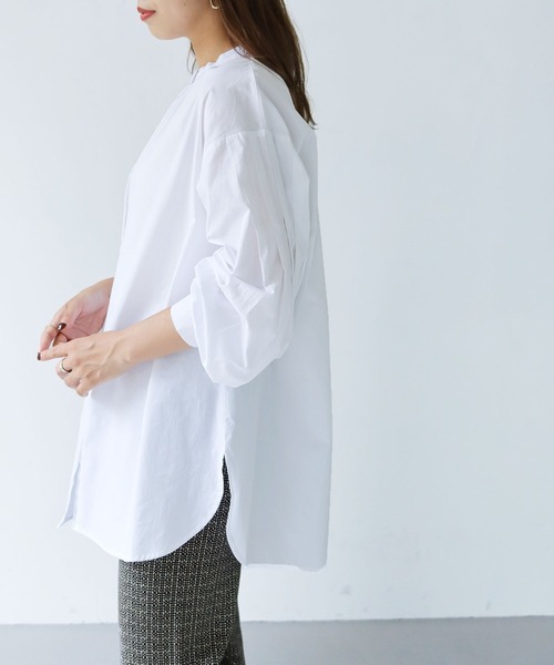 HER CLOSET（ハークローゼット）の「【shemoshelly】ストライプピンタックボリューム袖ブラウス（シャツ/ブラウス・レディース・ブラック/オフホワイト/ブルー・M）」の12枚目の写真