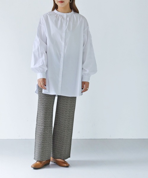 HER CLOSET（ハークローゼット）の「【shemoshelly】ストライプピンタックボリューム袖ブラウス（シャツ/ブラウス・レディース・ブラック/オフホワイト/ブルー・M）」の9枚目の写真