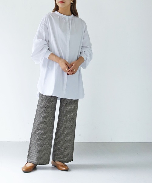 HER CLOSET（ハークローゼット）の「【shemoshelly】ストライプピンタックボリューム袖ブラウス（シャツ/ブラウス・レディース・ブラック/オフホワイト/ブルー・M）」の14枚目の写真