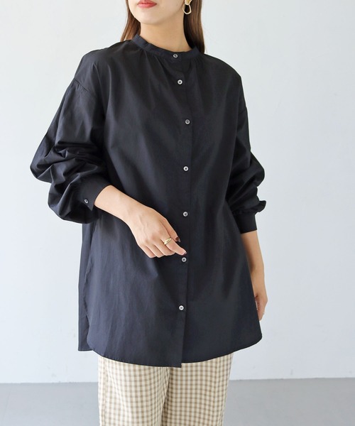 HER CLOSET（ハークローゼット）の「【shemoshelly】ストライプピンタックボリューム袖ブラウス（シャツ/ブラウス・レディース・ブラック/オフホワイト/ブルー・M）」の22枚目の写真