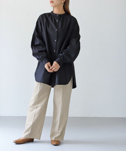 HER CLOSET（ハークローゼット）の「【shemoshelly】ストライプピンタックボリューム袖ブラウス（シャツ/ブラウス・レディース・ブラック/オフホワイト/ブルー・M）」の19枚目の写真