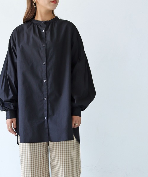 HER CLOSET（ハークローゼット）の「【shemoshelly】ストライプピンタックボリューム袖ブラウス（シャツ/ブラウス・レディース・ブラック/オフホワイト/ブルー・M）」の15枚目の写真