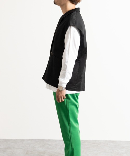 NYLAUS（ナイラス）の「別注 テーラードカラー オーバー ダブルベスト ジレ（ベスト・レディース・ブラック/グレイッシュベージュ・M/L）」の16枚目の写真