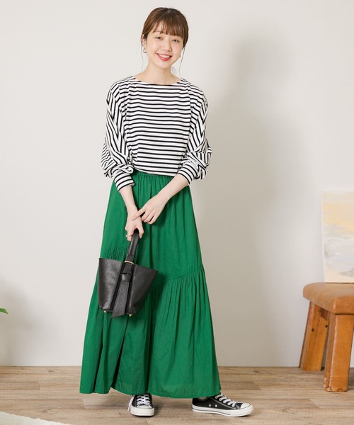 URBAN RESEARCH Sonny Label（アーバンリサーチサニーレーベル）の「ボーダードルマン長袖プルオーバー（Tシャツ/カットソー・レディース・ブラック/ネイビー/ブルー/レッド・FREE）」の9枚目の写真