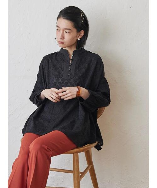 AMERICAN HOLIC(アメリカンホリック)の「インドCottonドビーブラウス(シャツ/ブラウス・レディース・ブラック/キャメル・L/M)」の4枚目の写真