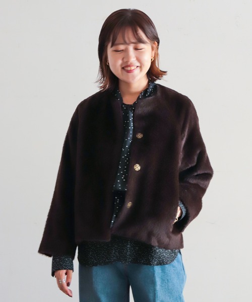 アルパカウールシャギー ノーカラージャケット | NOMBRE IMPAIR