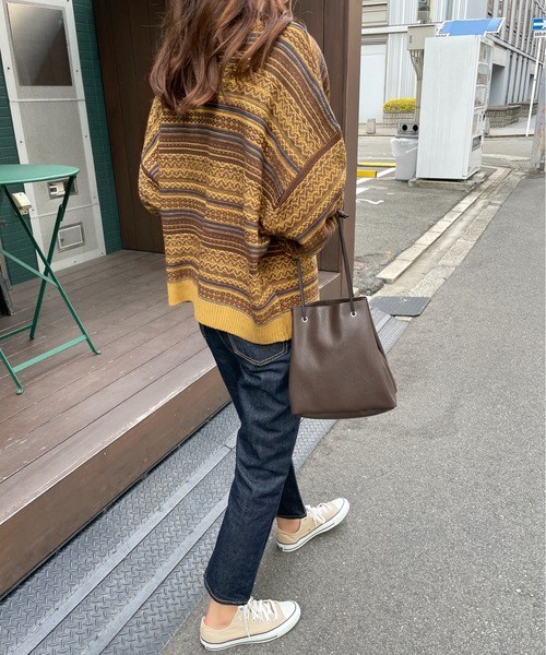 StyleSea(スタイルシー)の「ジャガードニットカーディガン(カーディガン/ボレロ・レディース・ネイビー/グリーン/マスタード・MEDIUM)」の8枚目の写真