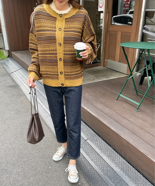 StyleSea(スタイルシー)の「ジャガードニットカーディガン(カーディガン/ボレロ・レディース・ネイビー/グリーン/マスタード・MEDIUM)」の11枚目の写真