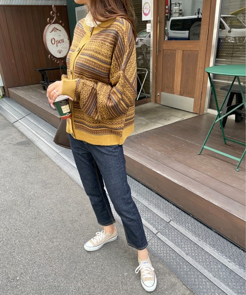 StyleSea(スタイルシー)の「ジャガードニットカーディガン(カーディガン/ボレロ・レディース・ネイビー/グリーン/マスタード・MEDIUM)」の17枚目の写真