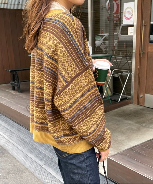 StyleSea(スタイルシー)の「ジャガードニットカーディガン(カーディガン/ボレロ・レディース・ネイビー/グリーン/マスタード・MEDIUM)」の12枚目の写真