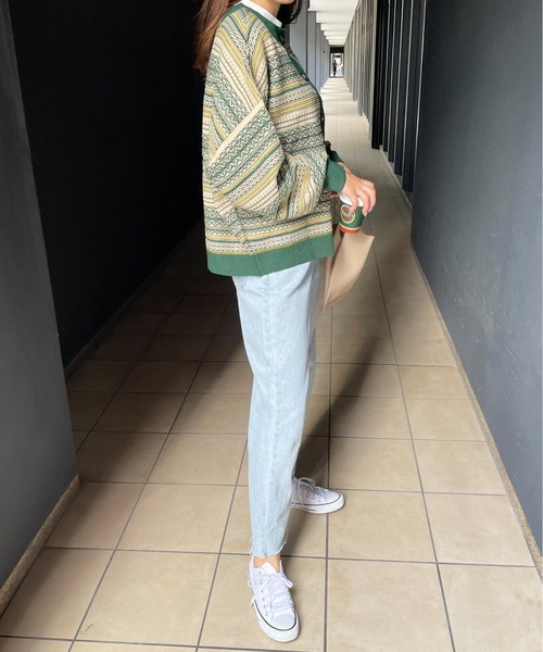 StyleSea(スタイルシー)の「ジャガードニットカーディガン(カーディガン/ボレロ・レディース・ネイビー/グリーン/マスタード・MEDIUM)」の15枚目の写真