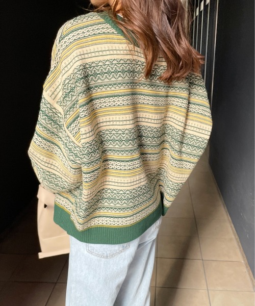 StyleSea(スタイルシー)の「ジャガードニットカーディガン(カーディガン/ボレロ・レディース・ネイビー/グリーン/マスタード・MEDIUM)」の13枚目の写真