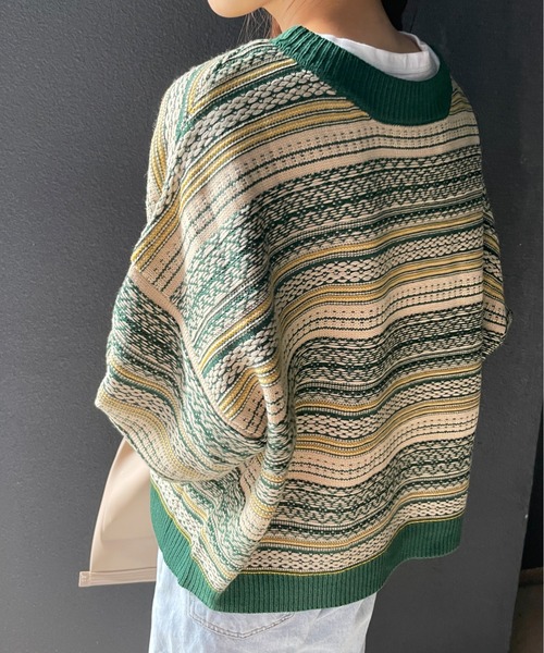 StyleSea(スタイルシー)の「ジャガードニットカーディガン(カーディガン/ボレロ・レディース・ネイビー/グリーン/マスタード・MEDIUM)」の10枚目の写真