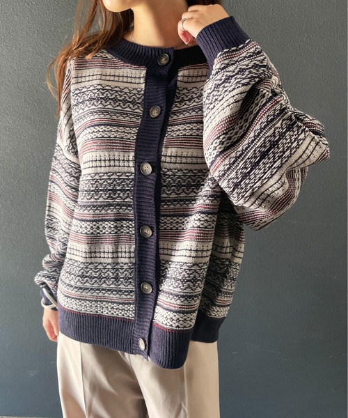 StyleSea(スタイルシー)の「ジャガードニットカーディガン(カーディガン/ボレロ・レディース・ネイビー/グリーン/マスタード・MEDIUM)」の22枚目の写真