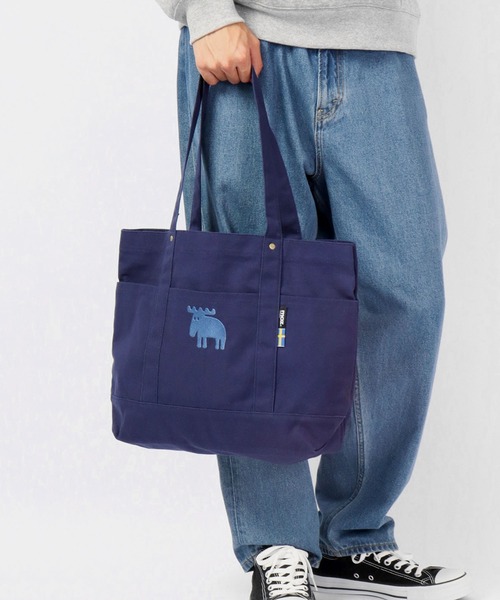 moz(モズ)の「moz キャンバストート L(トートバッグ・レディース・ブラック/ナチュラル/ブルー・L)」の3枚目の写真