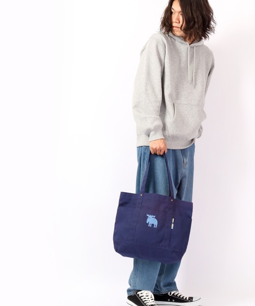 moz(モズ)の「moz キャンバストート L(トートバッグ・レディース・ブラック/ナチュラル/ブルー・L)」の12枚目の写真