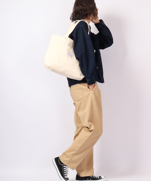 moz(モズ)の「moz キャンバストート L(トートバッグ・レディース・ブラック/ナチュラル/ブルー・L)」の6枚目の写真