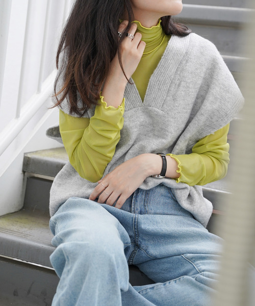 VENCEEXCHANGE(ヴァンスエクスチェンジ)の「シアーチュールメロウトップス(Tシャツ/カットソー・レディース・オフホワイト/ブラック/グリーン/ライム/パープル/ピンク/オレンジ・FREE)」の8枚目の写真