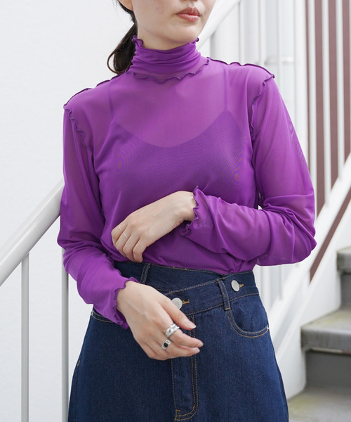 VENCEEXCHANGE(ヴァンスエクスチェンジ)の「シアーチュールメロウトップス(Tシャツ/カットソー・レディース・オフホワイト/ブラック/グリーン/ライム/パープル/ピンク/オレンジ・FREE)」の19枚目の写真