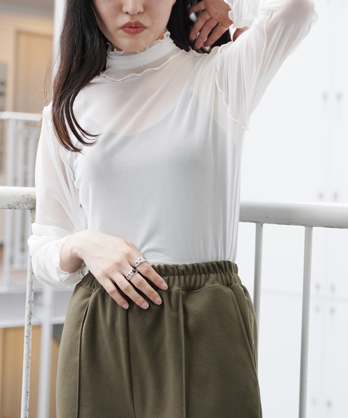 VENCEEXCHANGE(ヴァンスエクスチェンジ)の「シアーチュールメロウトップス(Tシャツ/カットソー・レディース・オフホワイト/ブラック/グリーン/ライム/パープル/ピンク/オレンジ・FREE)」の11枚目の写真