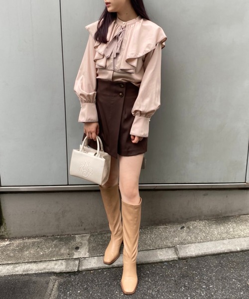 one after another NICE CLAUP(ワンアフターアナザーナイスクラップ)の「【リボンタイ取り外し可能】ビックカラー配色ブラウス(シャツ/ブラウス・レディース・オフホワイト/ブラック系その他/ベージュ系その他・FREE)」の15枚目の写真