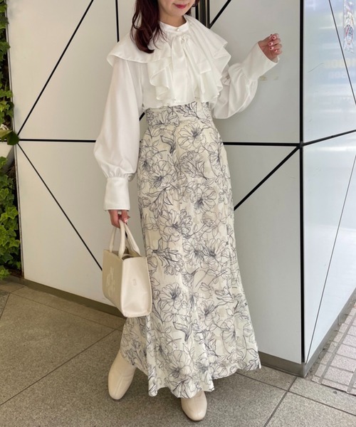one after another NICE CLAUP(ワンアフターアナザーナイスクラップ)の「【リボンタイ取り外し可能】ビックカラー配色ブラウス(シャツ/ブラウス・レディース・オフホワイト/ブラック系その他/ベージュ系その他・FREE)」の7枚目の写真