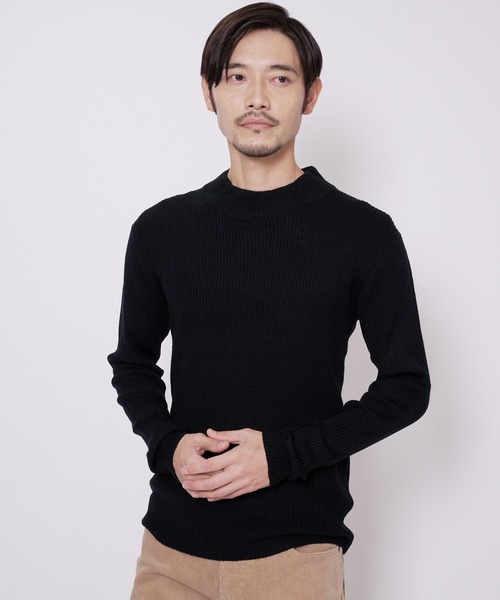 Blue Standard (ブルースタンダード)の「【BLUE STANDARD/ブルースタンダード】ストレッチ リブニット ハイネック モックネック(ニット/セーター・メンズ・ブラック/ホワイト/チャコールグレー・MEDIUM/LARGE/X-LARGE)」の2枚目の写真