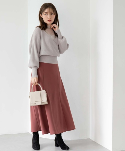 fifth（フィフス）の「【スタッフレコメンド】カシュクールハイネックレースドッキングニット（ニット/セーター・レディース・ベージュ/パープル/ブラック/オフホワイト・M）」の10枚目の写真