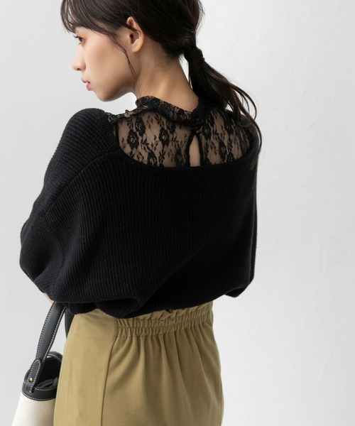 fifth（フィフス）の「【スタッフレコメンド】カシュクールハイネックレースドッキングニット（ニット/セーター・レディース・ベージュ/パープル/ブラック/オフホワイト・M）」の22枚目の写真