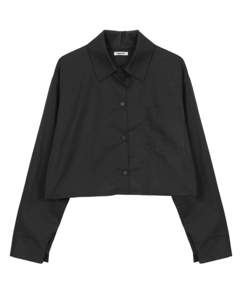 Figments(フィグメンツ)の「クロップドシャツ(シャツ/ブラウス・レディース・ホワイト/ブラック・FREE)」の2枚目の写真