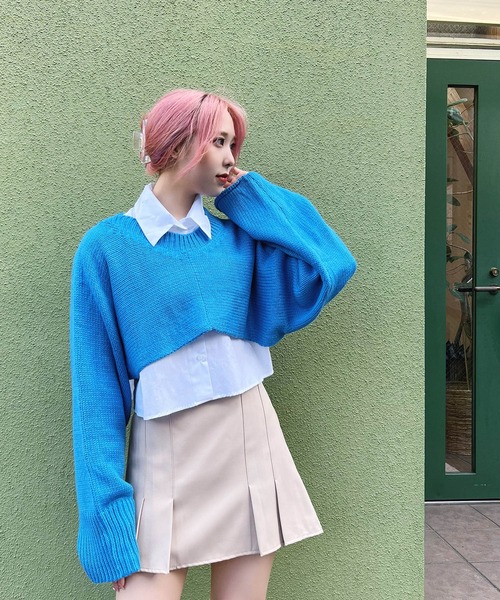 Figments(フィグメンツ)の「クロップドシャツ(シャツ/ブラウス・レディース・ホワイト/ブラック・FREE)」の6枚目の写真