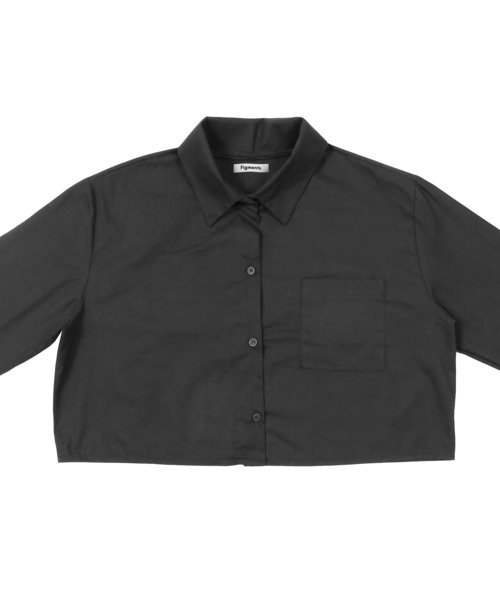 Figments(フィグメンツ)の「クロップドシャツ(シャツ/ブラウス・レディース・ホワイト/ブラック・FREE)」の9枚目の写真