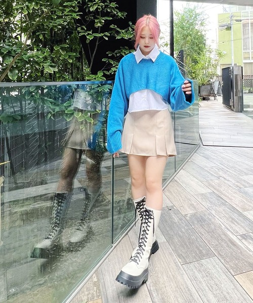 Figments(フィグメンツ)の「クロップドシャツ(シャツ/ブラウス・レディース・ホワイト/ブラック・FREE)」の7枚目の写真