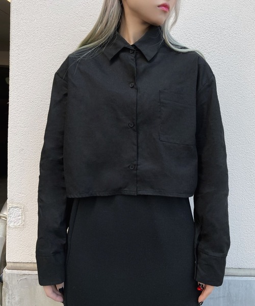 Figments(フィグメンツ)の「クロップドシャツ(シャツ/ブラウス・レディース・ホワイト/ブラック・FREE)」の17枚目の写真