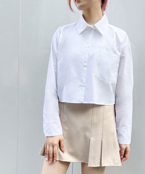 Figments(フィグメンツ)の「クロップドシャツ(シャツ/ブラウス・レディース・ホワイト/ブラック・FREE)」の18枚目の写真