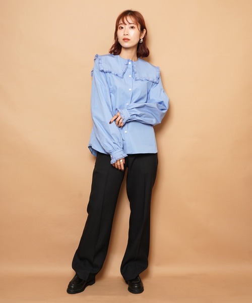 THE SHINZONE(ザ シンゾーン)の「FRILL SAILOR COLLAR BL(シャツ/ブラウス・レディース・ブルー/ホワイト・34)」の5枚目の写真