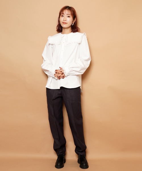 THE SHINZONE(ザ シンゾーン)の「FRILL SAILOR COLLAR BL(シャツ/ブラウス・レディース・ブルー/ホワイト・34)」の4枚目の写真