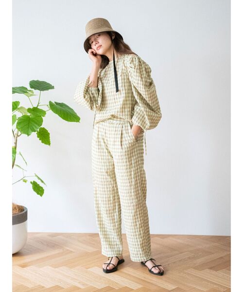 Ungrid(アングリッド)の「ギンガムチェックバックオープンブラウス(シャツ/ブラウス・レディース・オフホワイト/グレー/グリーン・FREE)」の21枚目の写真