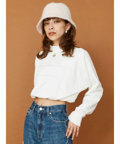 EVRIS（エヴリス）の「ハイネッククロップドスウェットトップス【セットアップ着用可能】（スウェット・レディース・ブラック/グレー/パープル/ホワイト・FREE）」の2枚目の写真