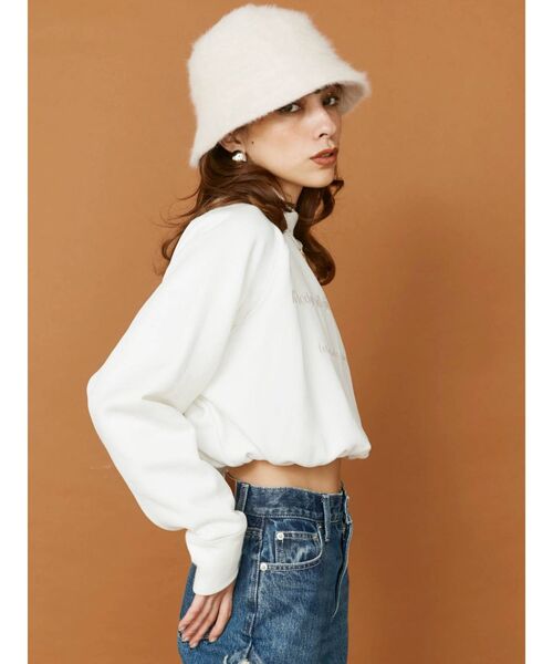 EVRIS（エヴリス）の「ハイネッククロップドスウェットトップス【セットアップ着用可能】（スウェット・レディース・ブラック/グレー/パープル/ホワイト・FREE）」の9枚目の写真