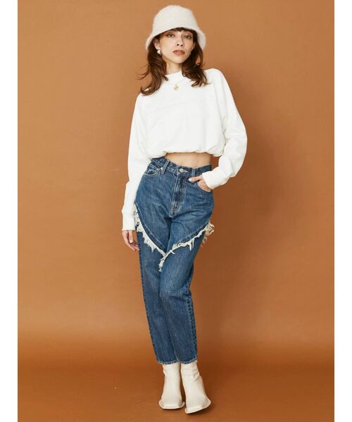 EVRIS（エヴリス）の「ハイネッククロップドスウェットトップス【セットアップ着用可能】（スウェット・レディース・ブラック/グレー/パープル/ホワイト・FREE）」の11枚目の写真